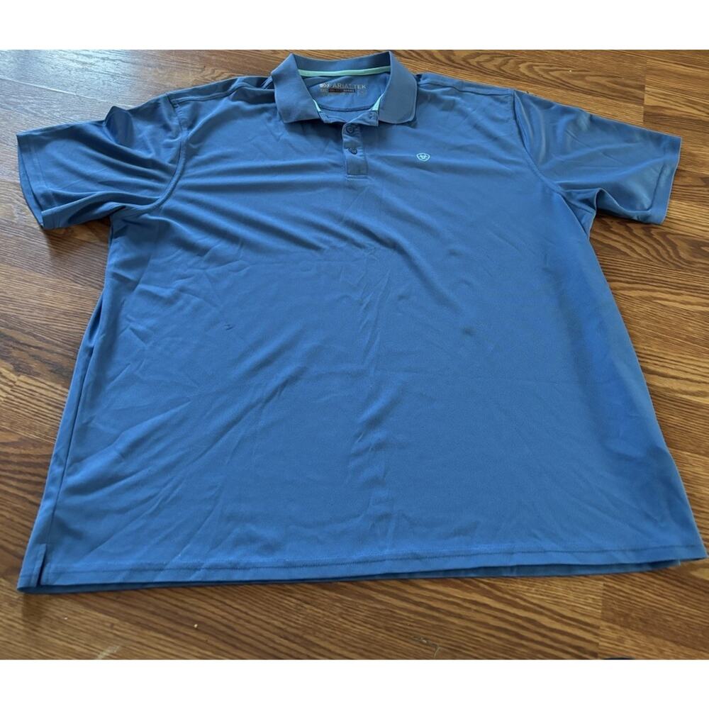 AriatTEK Mens XXL Heat Series Polo Shirt Short Sleeve Performance Blue